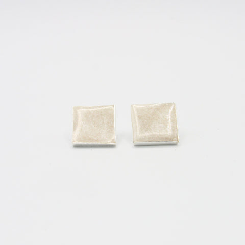 Marbled White-Silver Studs Earrings