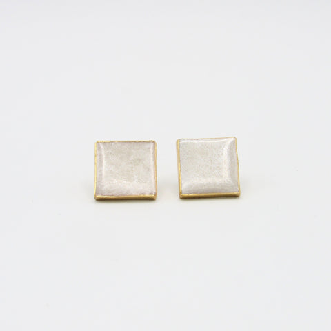 Marbled White-Golden Studs Earrings