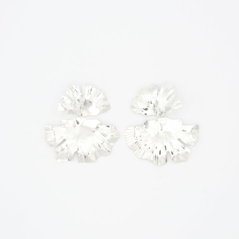 Silver-Tone Origen Flower  Earrings