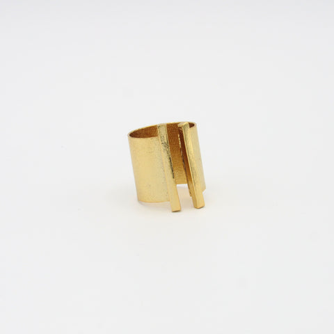 Golden Double Bar Ring