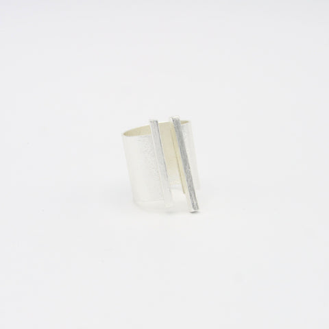 Silver-Tone Double Bar Ring