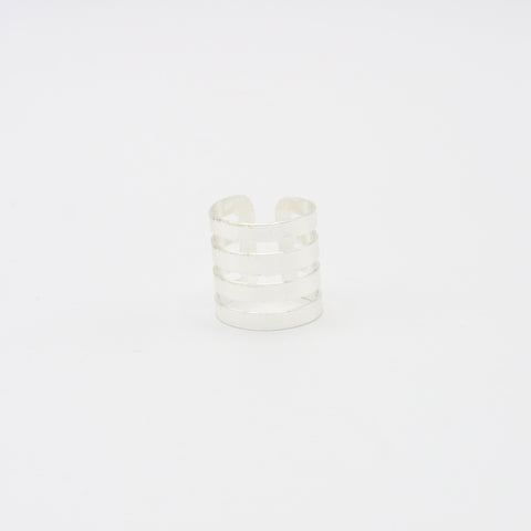 Silver-Tone Triple Line Ring