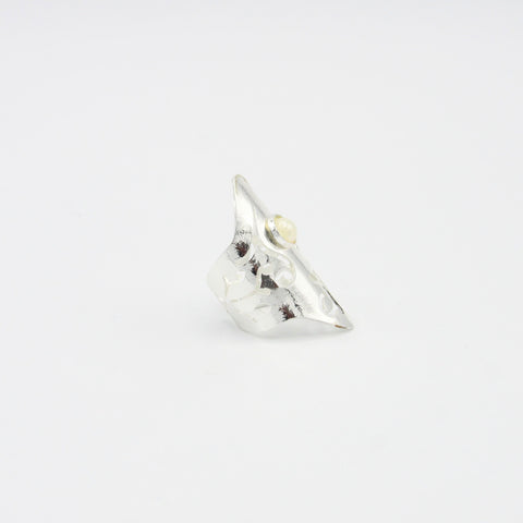 Silver-Tone Pearl Geometric  Ring