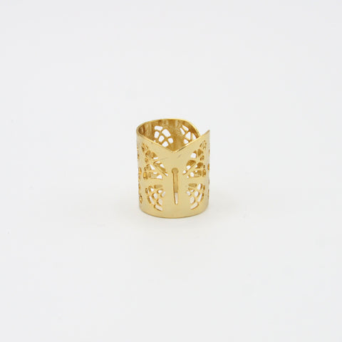 Golden Openwork Butterfly Ring