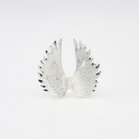 Silver-Tone Angel Wings Ring