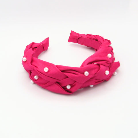 Fuchsia Braided Pearls Headband