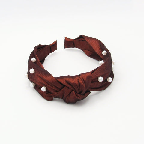 Terracotta Knot Woven Pearls Headband