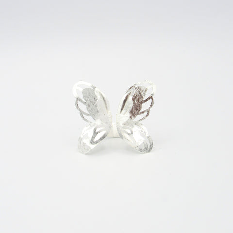 Silver-Tone Butterfly Pose Ring