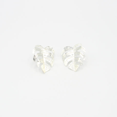 Taro Leaf Mini Silver-Tone Studs Earrings