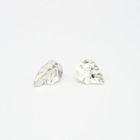 Leaves Mini Silver-Tone Studs Earrings