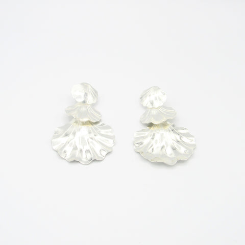 Triple Shells Silver-Tone Earrings