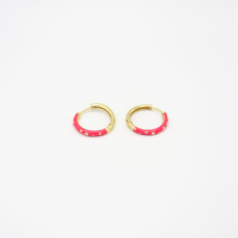 Fuchsia Star Golden Hoops Earrings