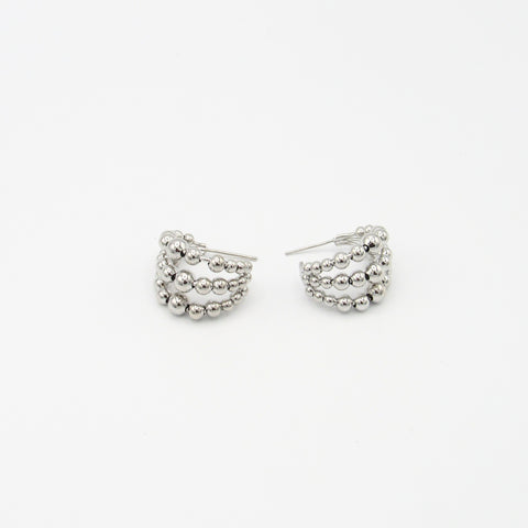 Pellets Silver-Tone Hoops Earrings