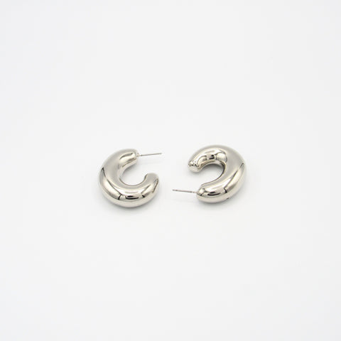 Irregular Silver-Tone Hoops Earrings