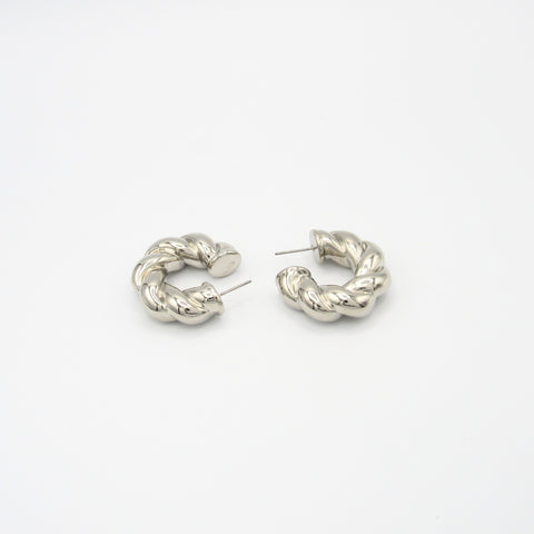 Spirals Silver-Tone Hoops Earrings