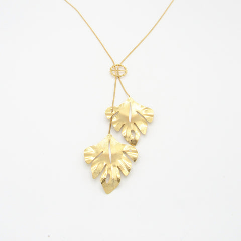 Double Palm Leaf Golden Necklace