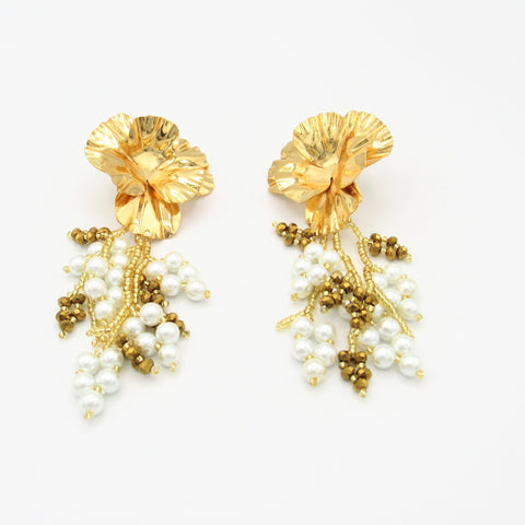 Flower Woven Golden Earrings Spring