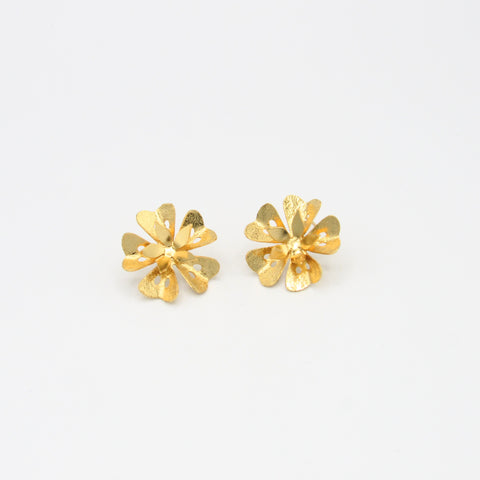 Five Petals Flower Mini Golden Studs Earrings