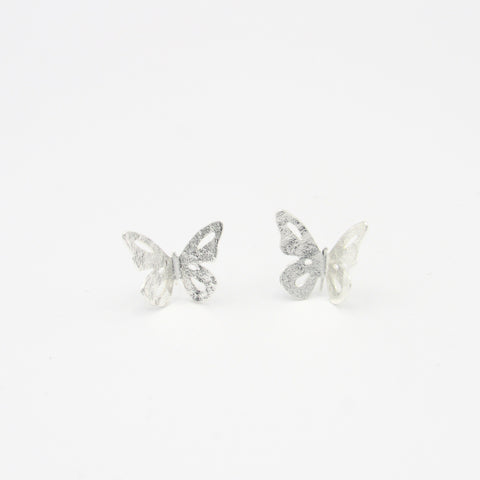 Butterfly Mini Silver-Tone Studs Earrings And Ring Set