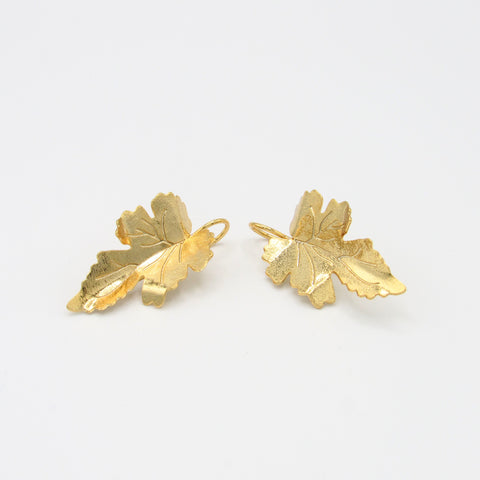 Leaf Autumn Mini Golden Drop Earrings