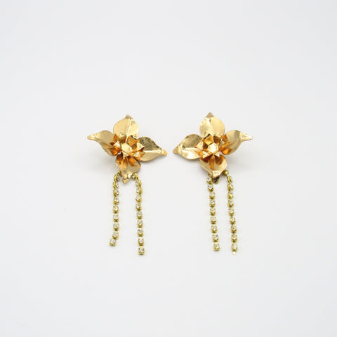 Four Petals Flower Golden Earrings