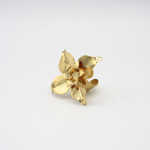 Four Petals Flower Golden Big Ring