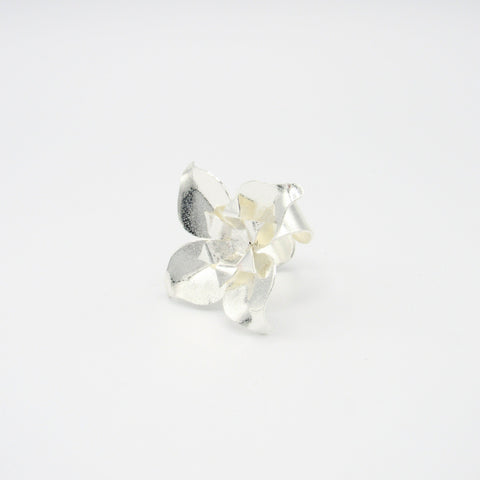 Four Petals Flower Silver-Tone Big Ring