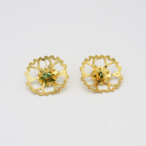 Emerald Spring Golden Studs Earrings