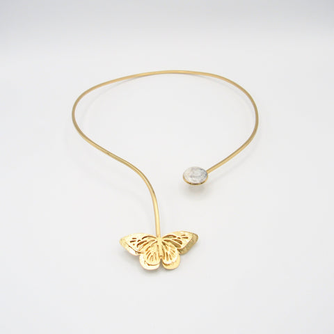 Butterfly Marbled Golden Hoop Necklace