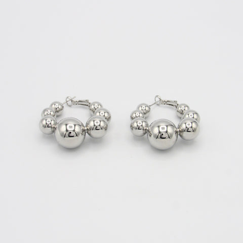 Spheres Silver-Tone Hoops Earrings