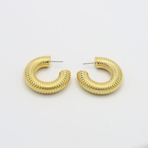 Spiral Golden Hoops Earrings