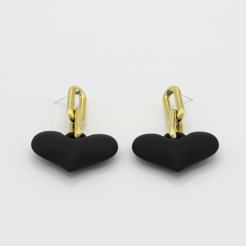 Heart Black Earrings