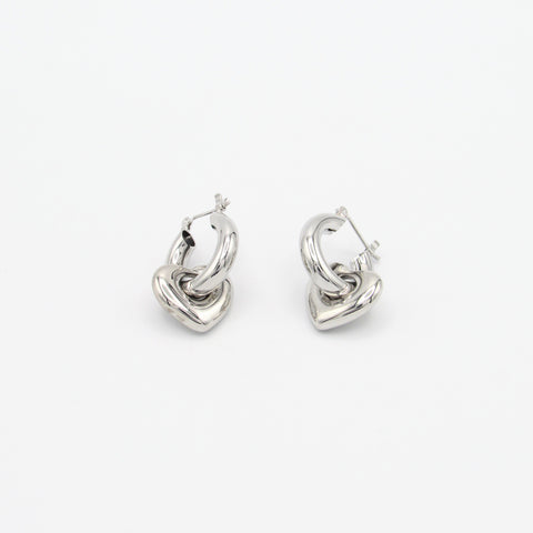 Hearts And Hoops Articulated Silver-Tone Hoops Earrings