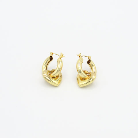 Hearts And Hoops Articulated Golden Hoops Earrings