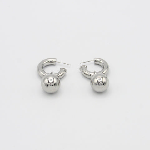 Spheres And Hoops Articulated Silver-Tone Hoops Earrings