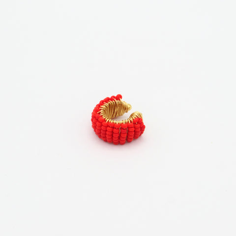 Woven Twisted Red Ear Cuff