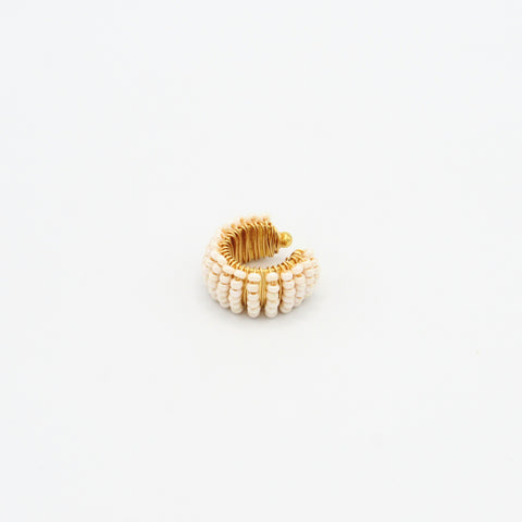 Woven Twisted Beige Ear Cuff