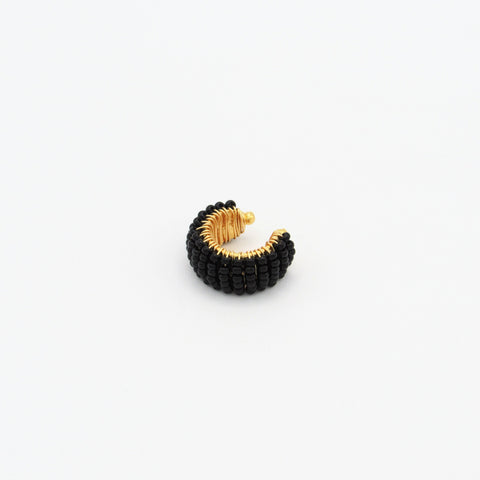 Woven Twisted Black Ear Cuff