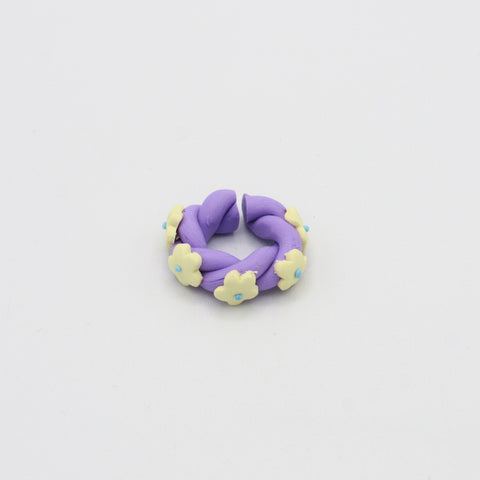 Braided Flowers Violet Ear Cuff