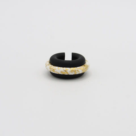 Double Line Clay Black And White Ear Cuff