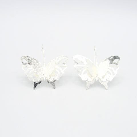 Butterflies Silver-Tone Drop Earrings