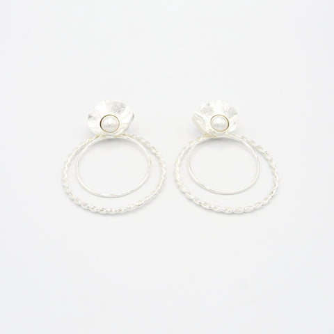 Hoops,Shells And Pearl Silver-Tone Earrings