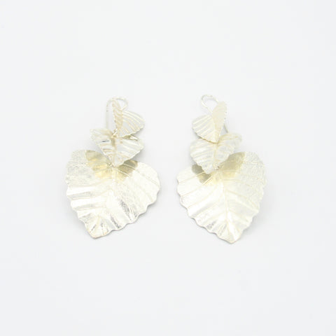 Triple Leaves Silver-Tone Earrings