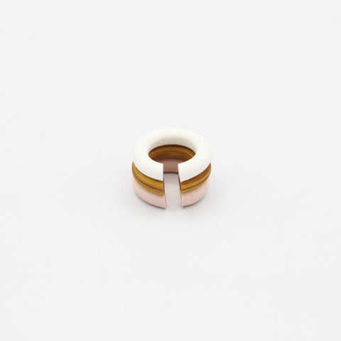 Line Triple White, Gold And Pink Ear Cuff