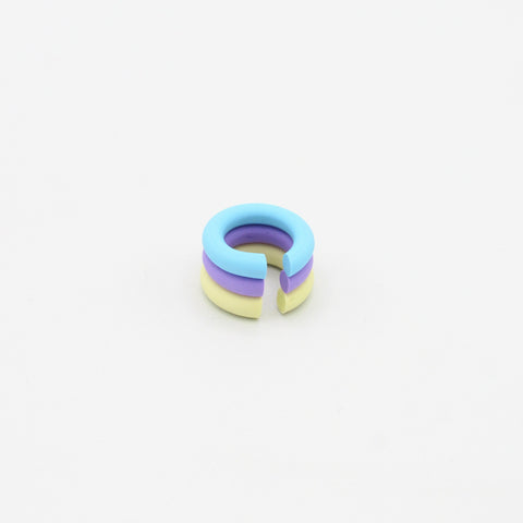 Line Triple Blue, Violet And Yellow Ear Cuff