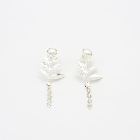 Branches Pearl Silver-Tone Studs Earrings