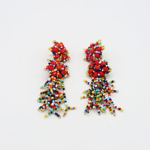 Woven Flower Musa Multicolored Earrings