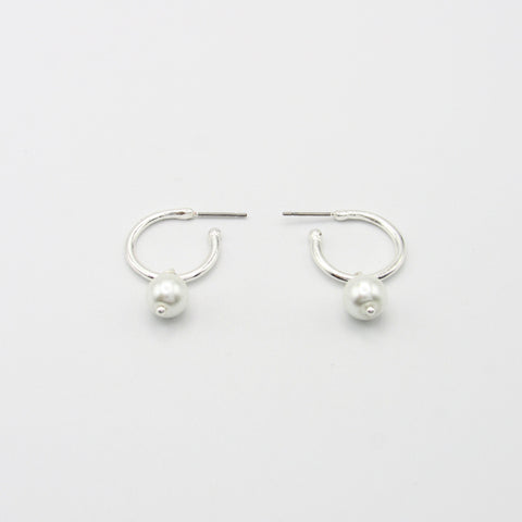 Pearl, Butterfly, Flower silver-tone Hoops Earrings