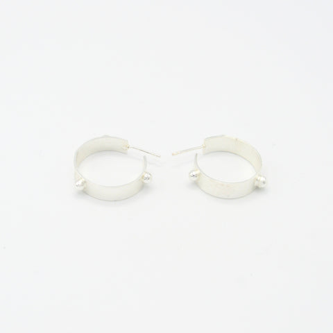 Balls Silver-Tone Hoops Earrings