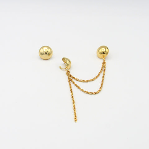 Ovals Golden Earrings + Earcuff